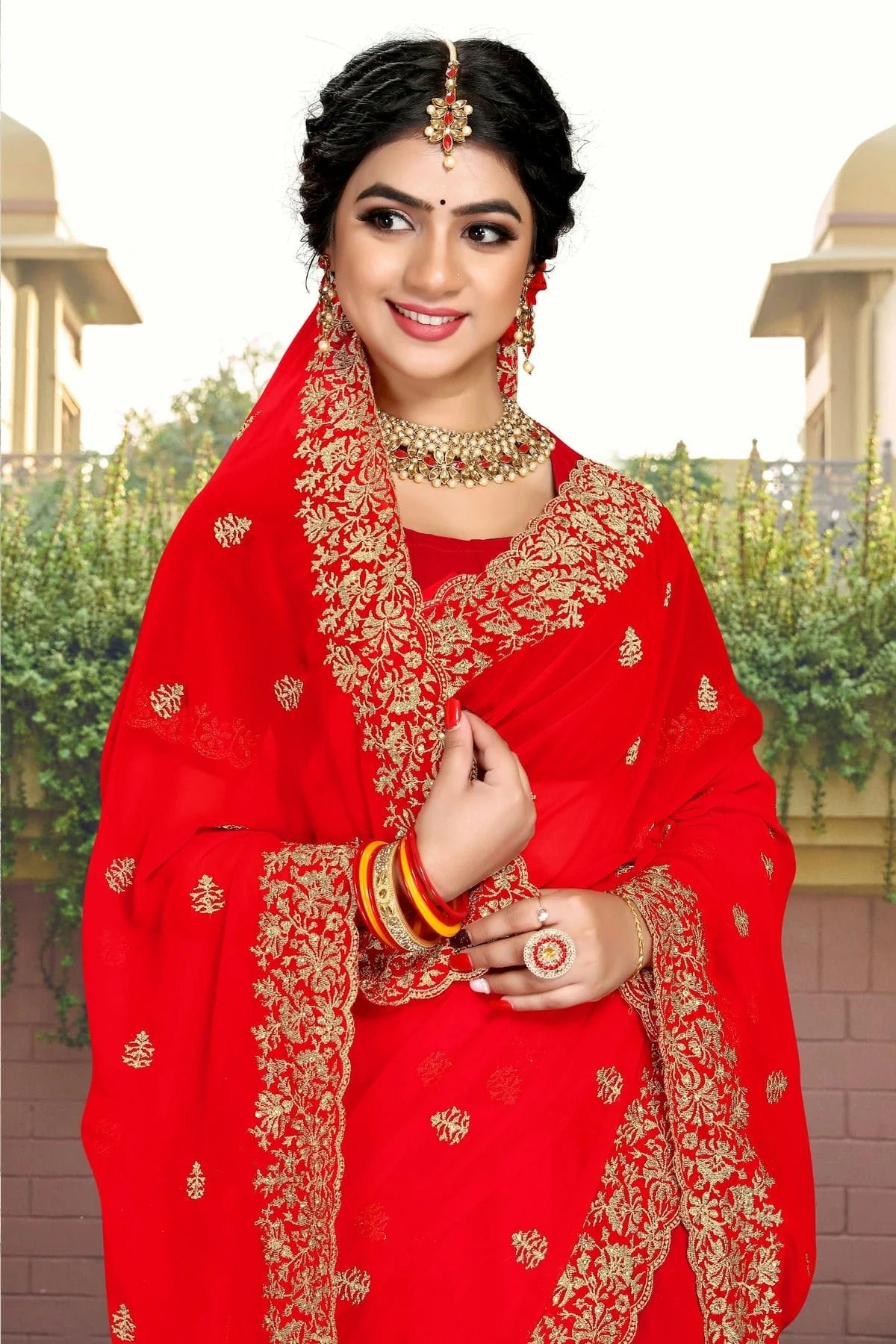 red colour georgette saree sd1090798 A