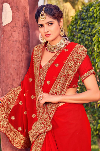 red colour georgette saree sd1090806 A