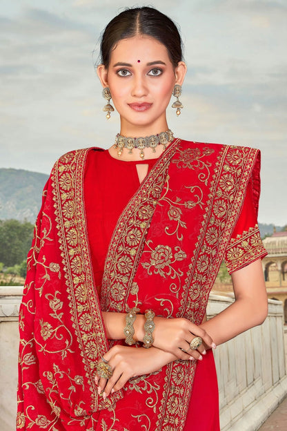 red colour georgette saree sd1090823 A