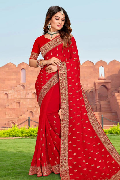 red colour georgette saree sd1090860