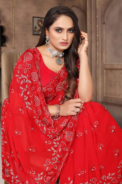 red colour georgette saree sd1090965 A