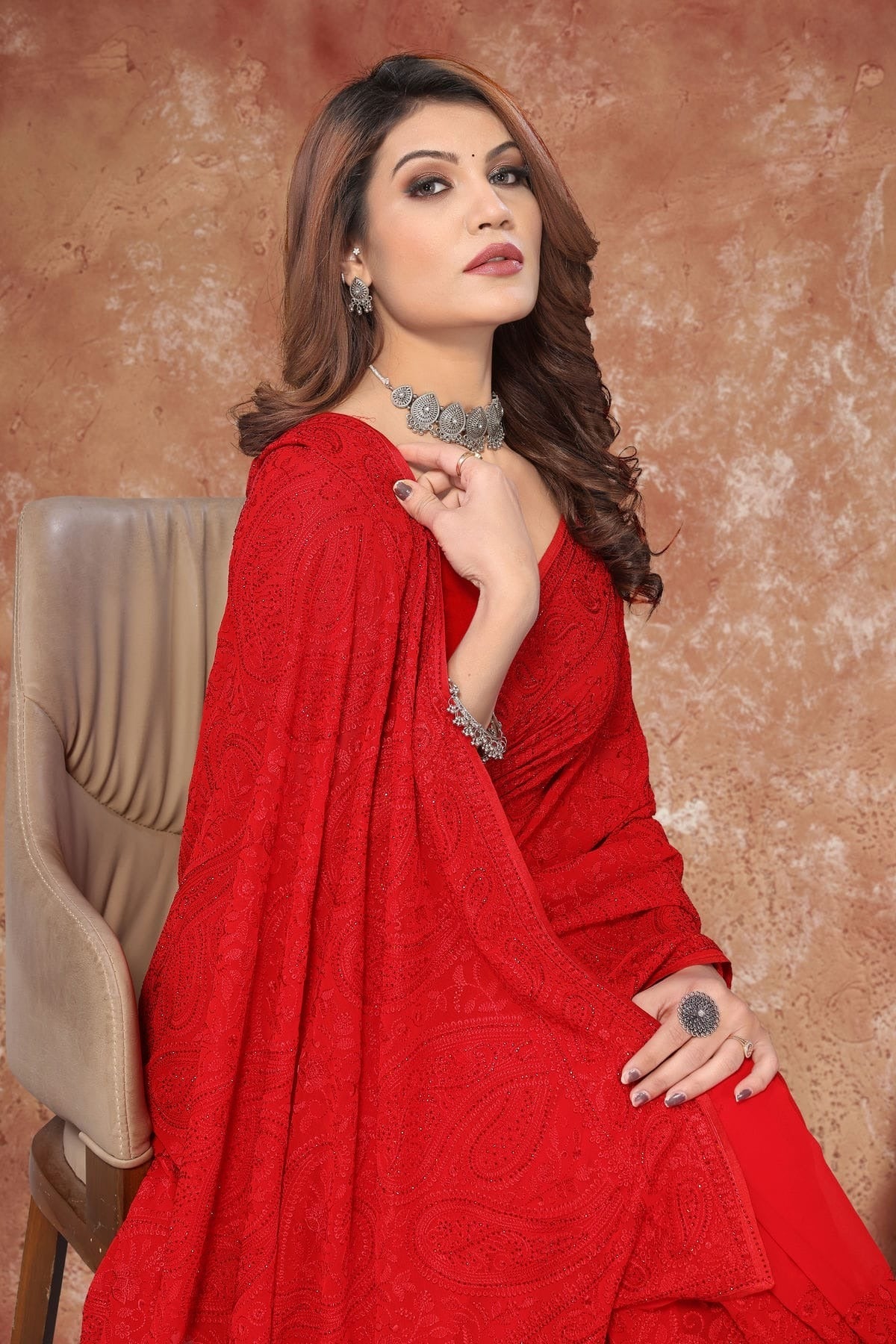 red colour georgette saree sd1090972 A