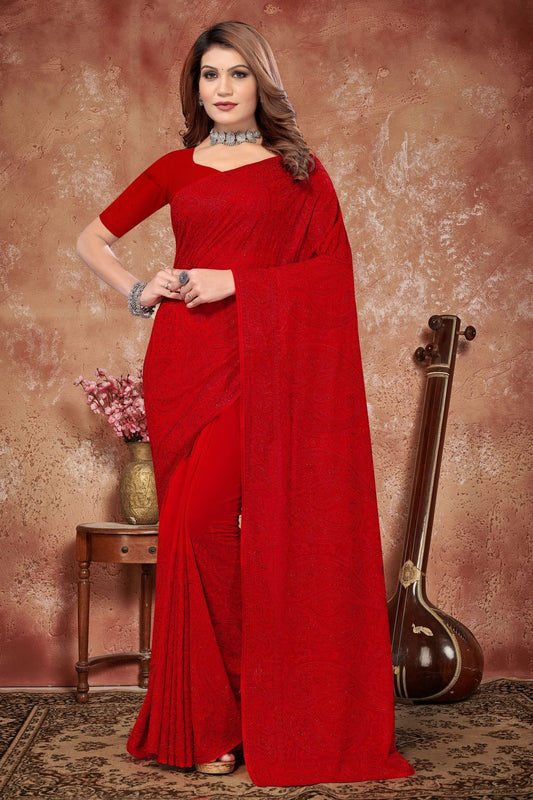red colour georgette saree sd1090972