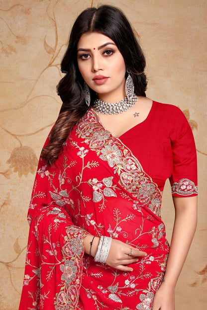red colour georgette saree sd1091025 A