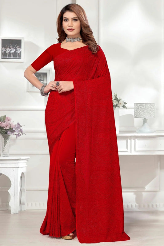 red colour georgette saree sd1091045
