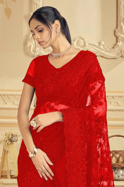 red colour net saree sd1090730 A