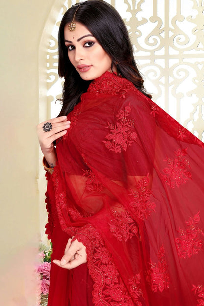 red colour net saree sd1090814 A