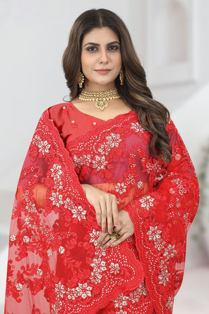 red colour net saree sd1090837 A