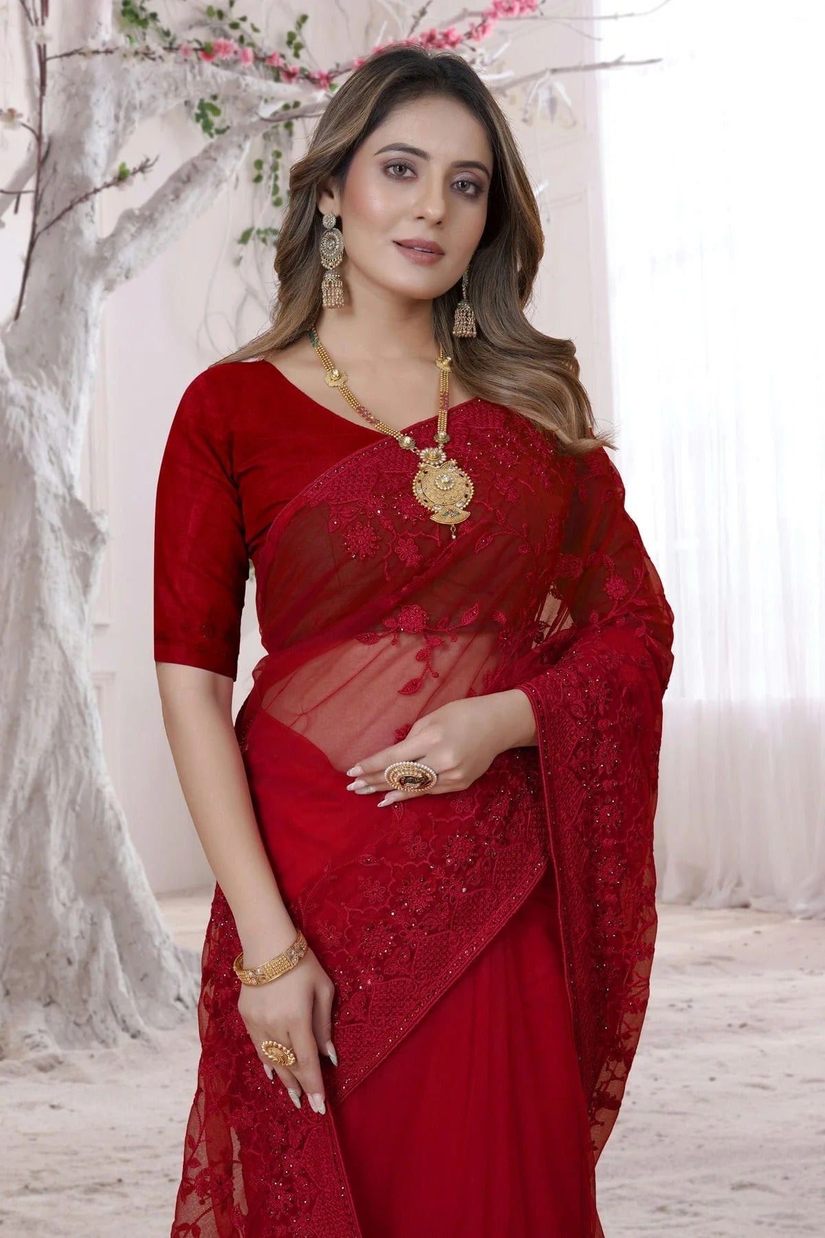 red colour net saree sd1090875 A
