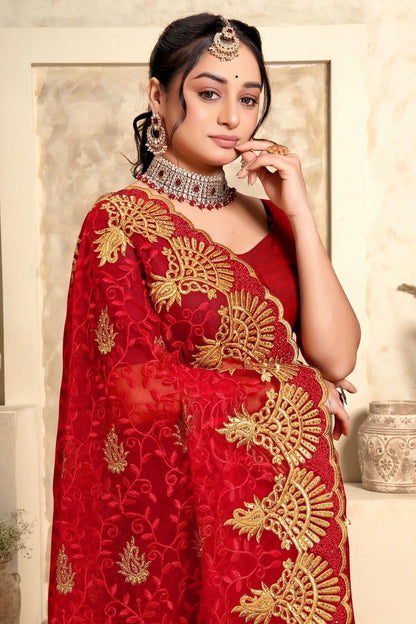 red colour net saree sd1090984 A