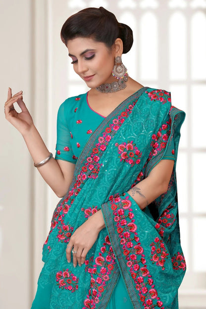 sky blue colour georgette saree sd1090780 A