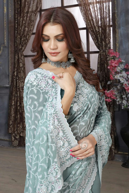 slate blue colour georgette saree sd1090962 A