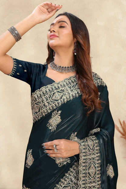 teal colour crepe silk saree sd1090999 A