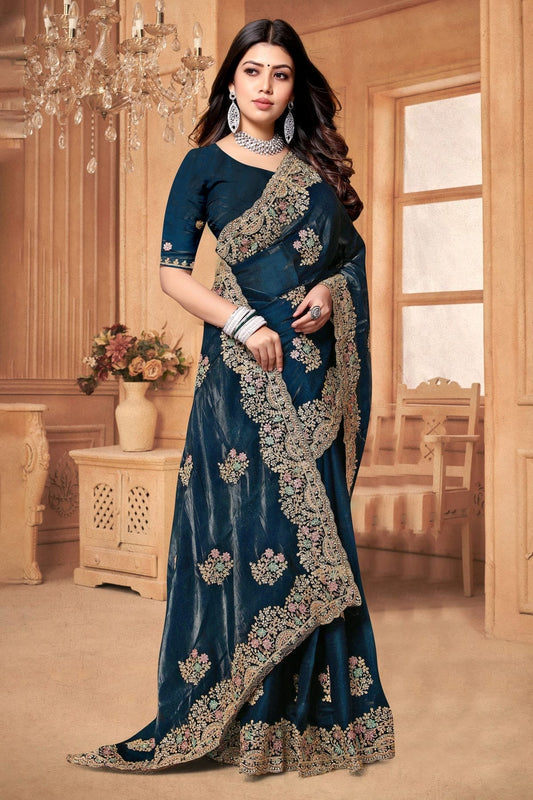 teal colour crepe silk saree sd1091008