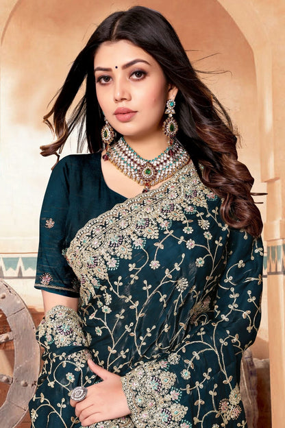 teal colour crepe silk saree sd1091019 A