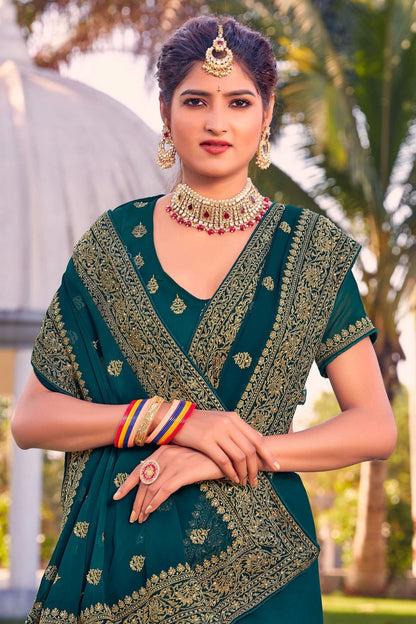 teal colour georgette saree sd1090811 A