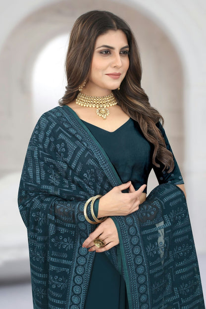 teal colour georgette saree sd1090834 A