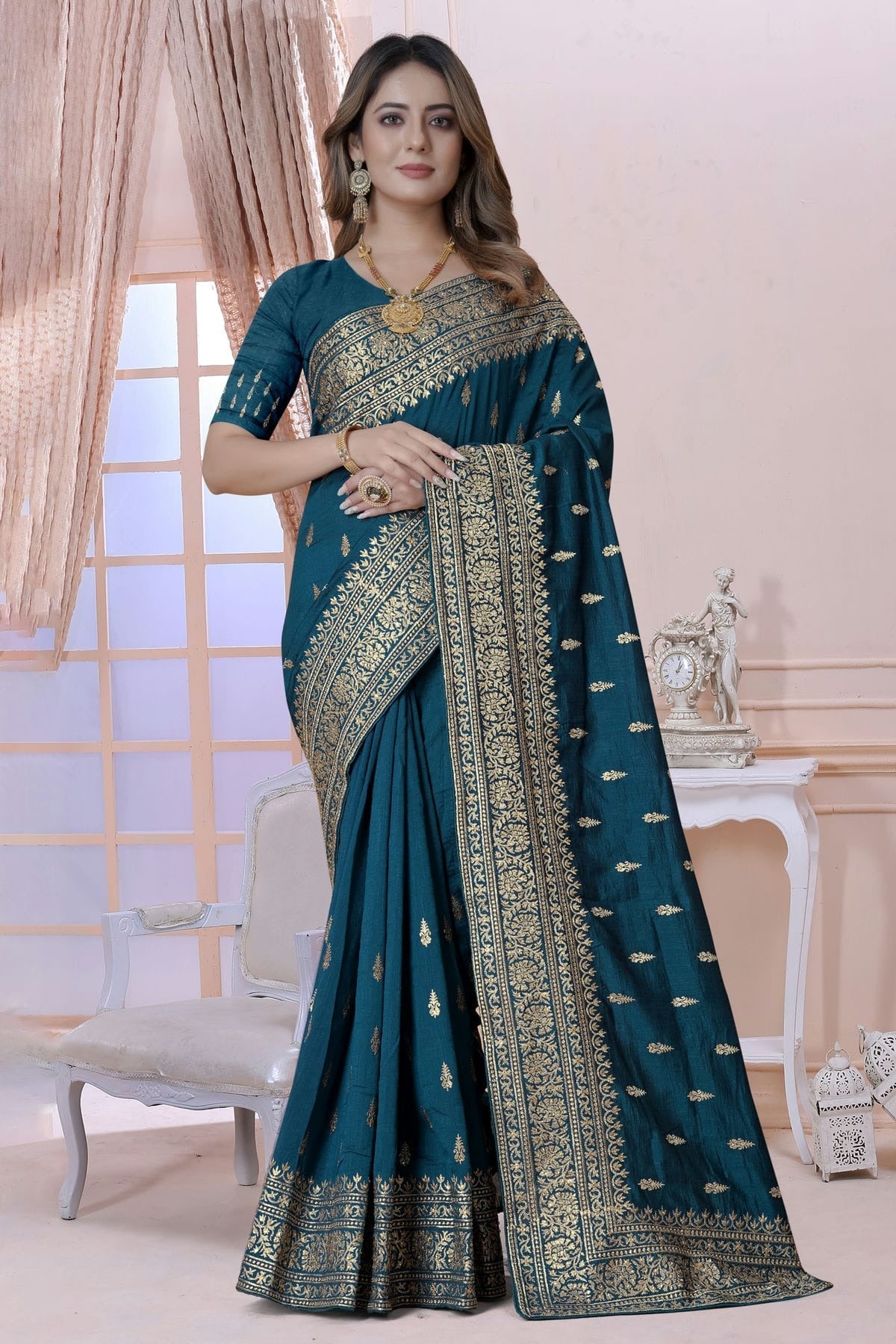 teal colour vichitra silk saree sd1090897