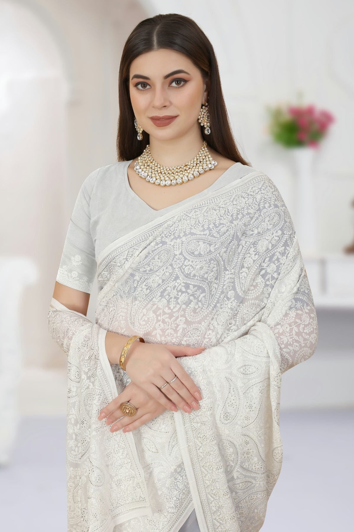 white colour georgette saree sd1090769 A