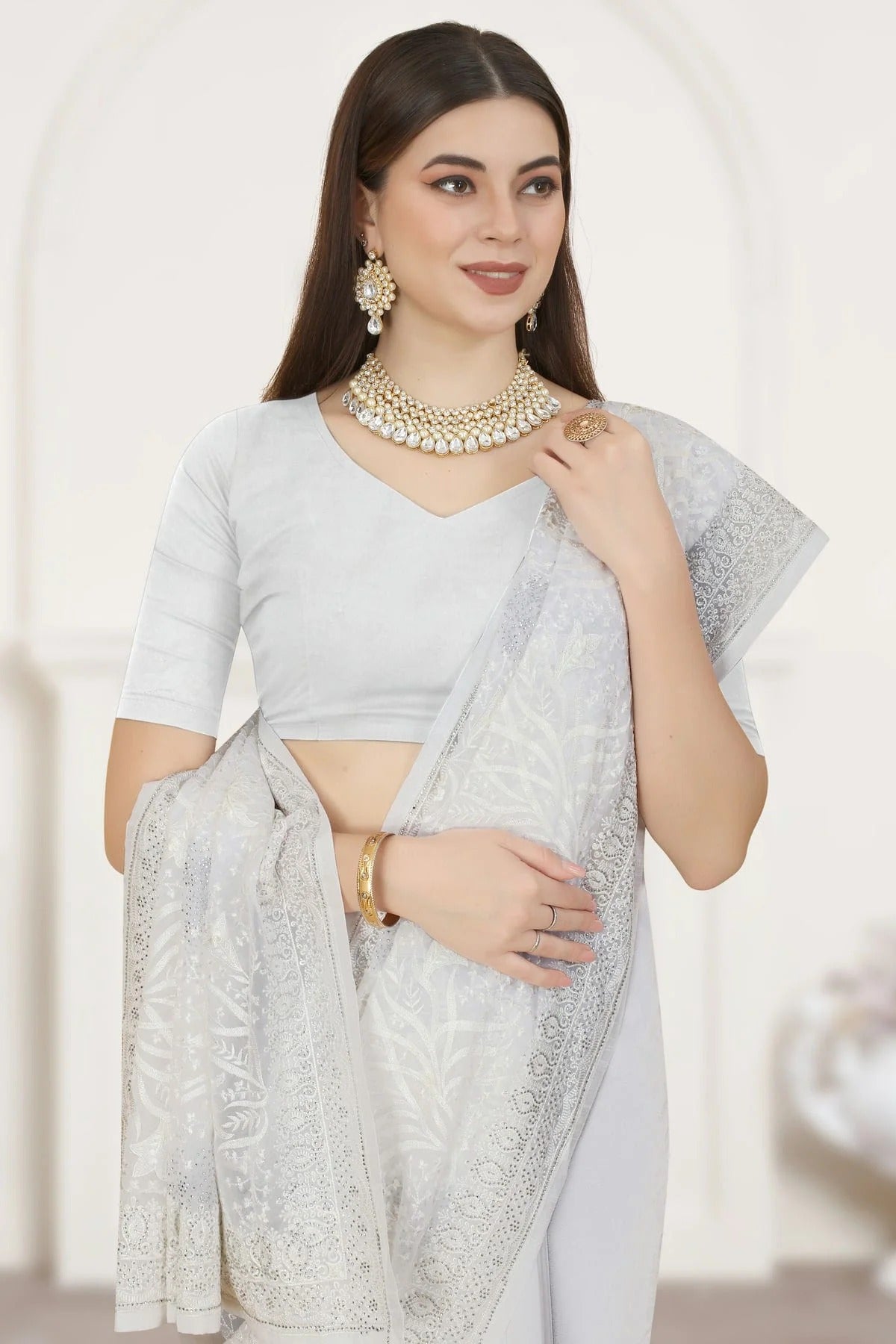 white colour georgette saree sd1090781 A
