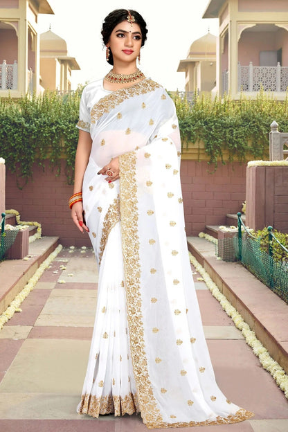 white colour georgette saree sd1090797