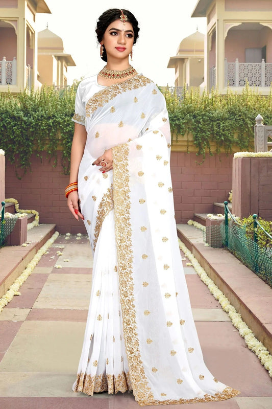 white colour georgette saree sd1090797