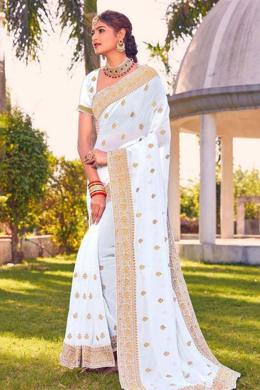 white colour georgette saree sd1090805