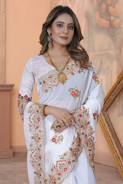 white colour georgette saree sd1090870 A