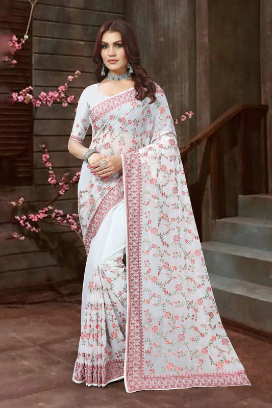 white colour georgette saree sd1090916