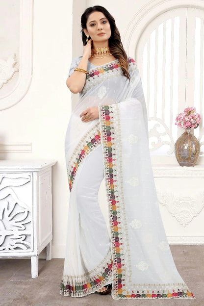 white colour georgette saree sd1090928