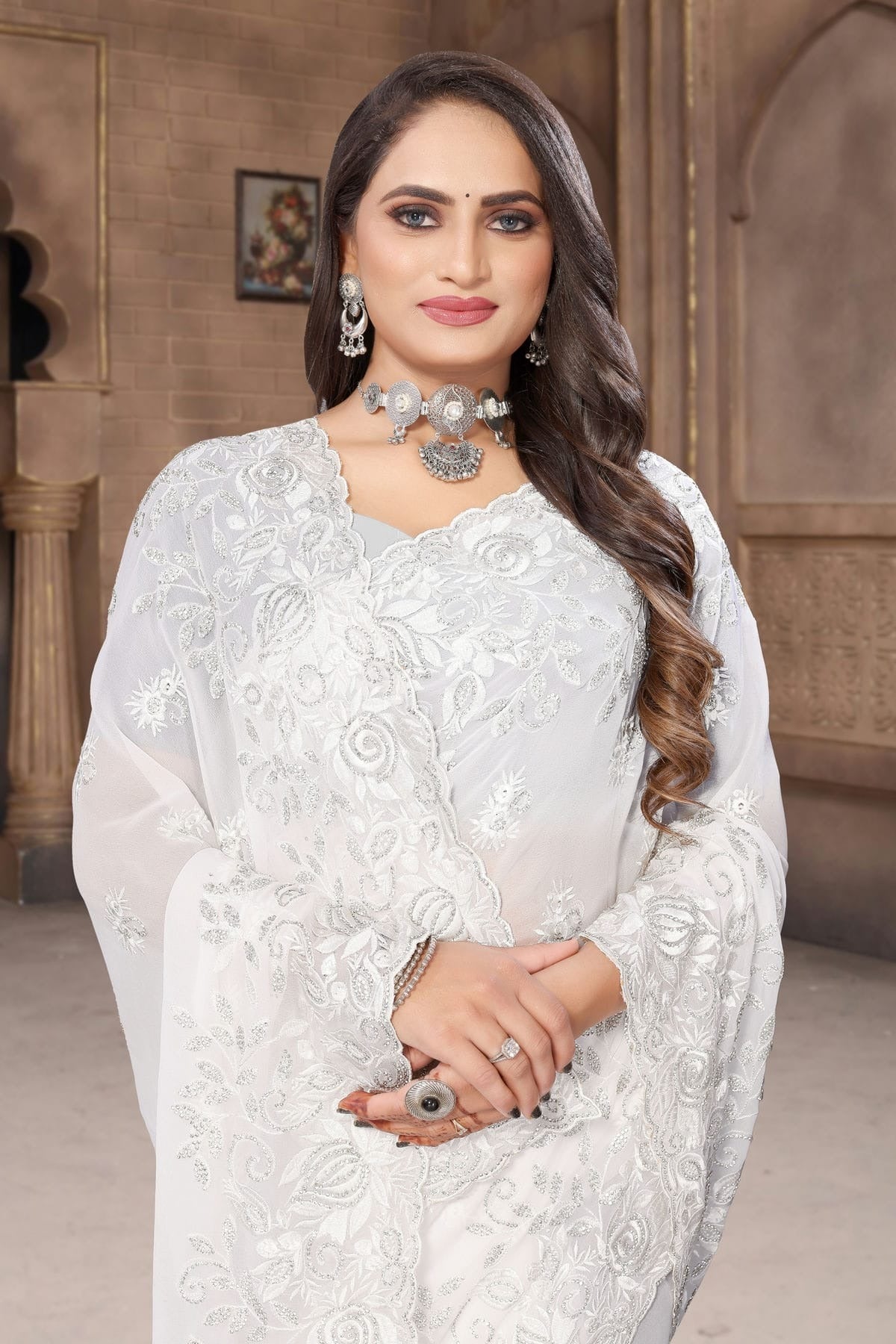 white colour georgette saree sd1090964 A