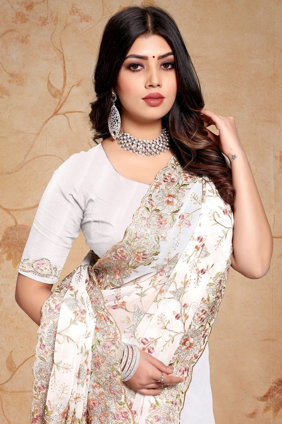 white colour georgette saree sd1091024 A