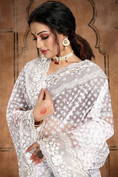 white colour net saree sd1090755 A