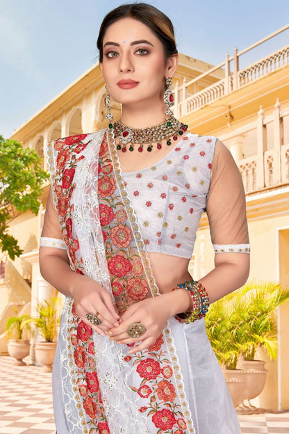 white colour net saree sd1090762 A