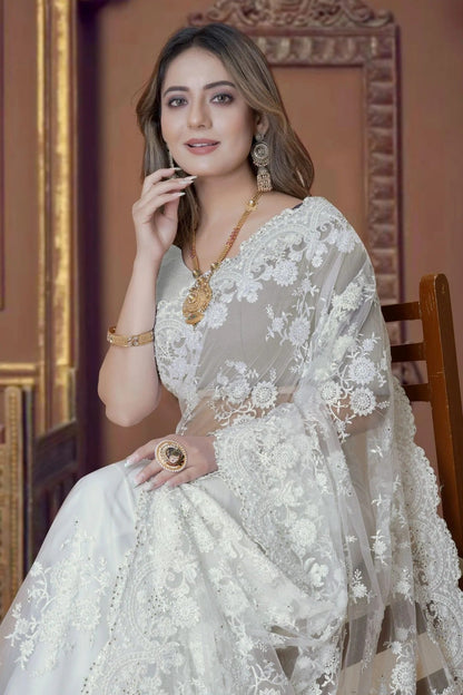 white colour net saree sd1090906 A