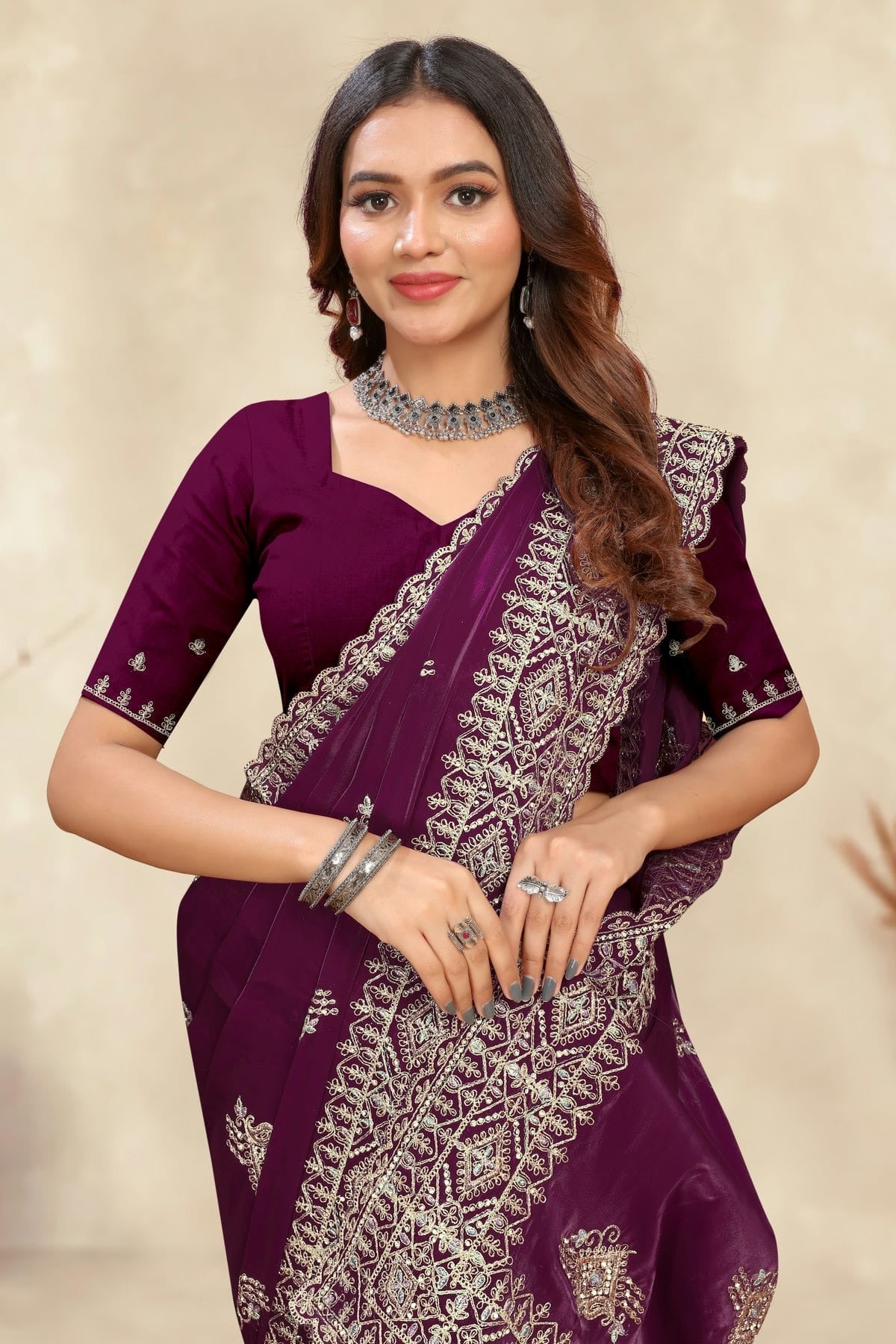 wine colour crepe silk saree sd1091000 A