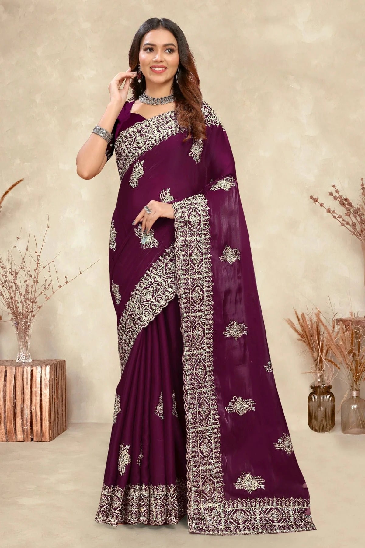 wine colour crepe silk saree sd1091000