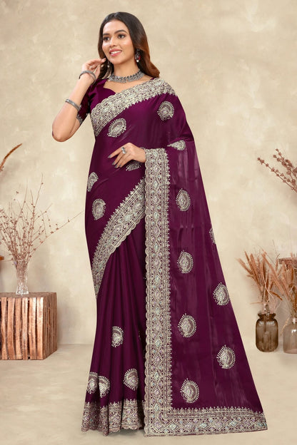 wine colour crepe silk saree sd1091004