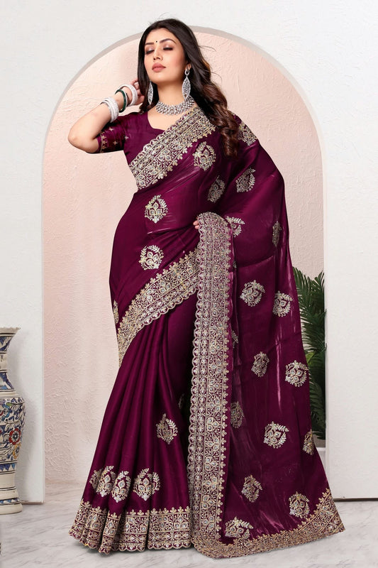 wine colour crepe silk saree sd1091013