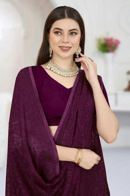 wine colour georgette saree sd1090773 A