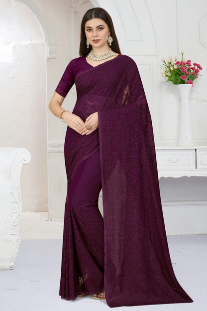 wine colour georgette saree sd1090773