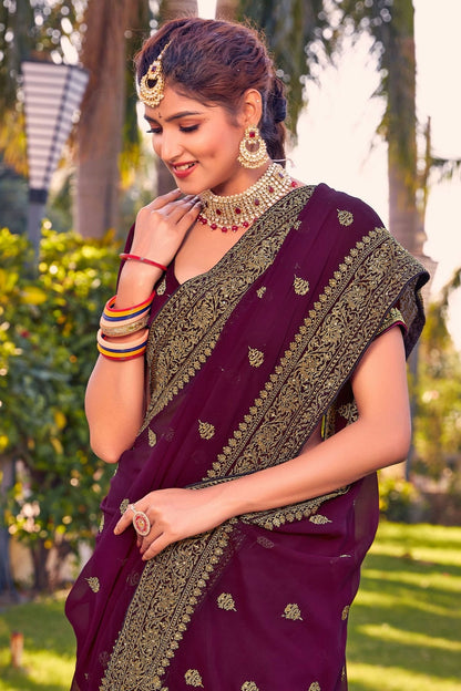 wine colour georgette saree sd1090807 A