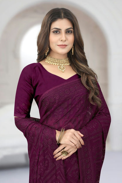 wine colour georgette saree sd1090832 A