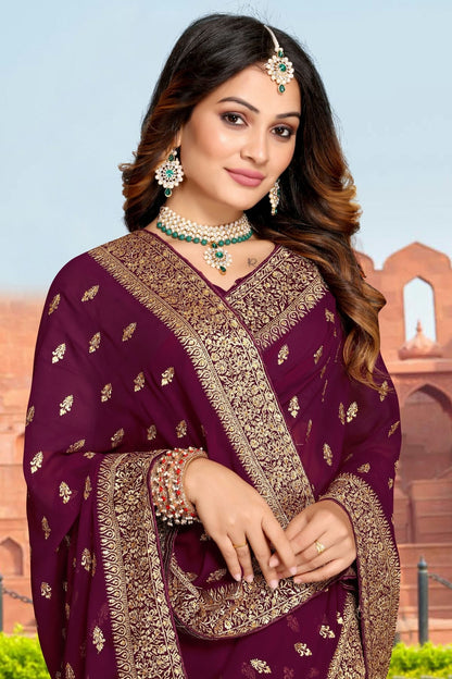 wine colour georgette saree sd1090865 A