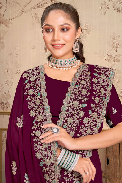 wine colour georgette saree sd1090979 A