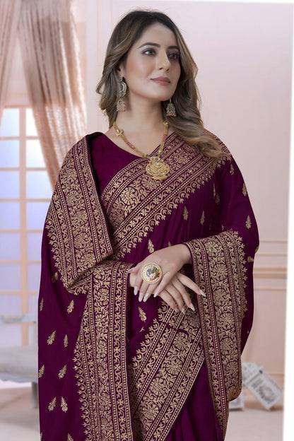 wine colour vichitra silk saree sd1090893 A