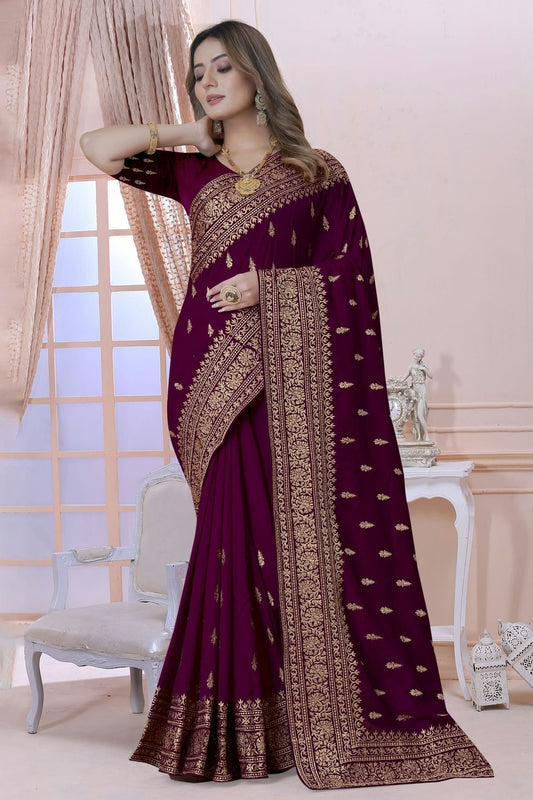 wine colour vichitra silk saree sd1090893